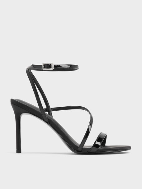 Andricia Patent Strappy Stiletto Sandals, Black Patent, hi-res