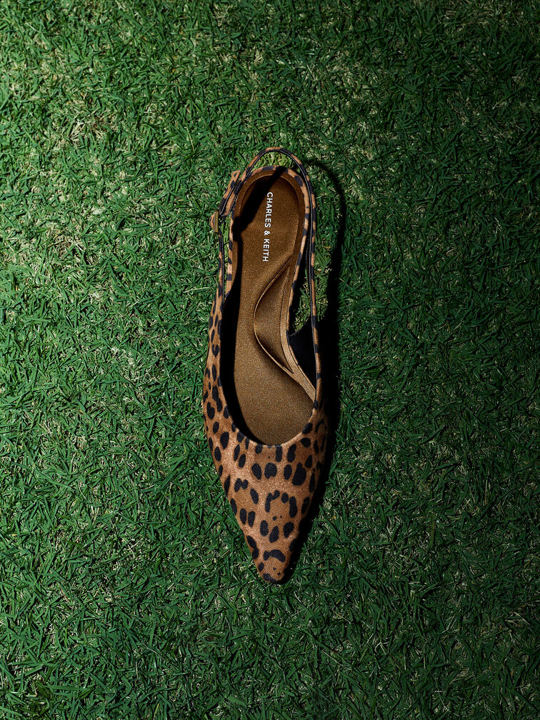Emelia Leopard-Print Slingback Flats, Animal Print Natural, hi-res