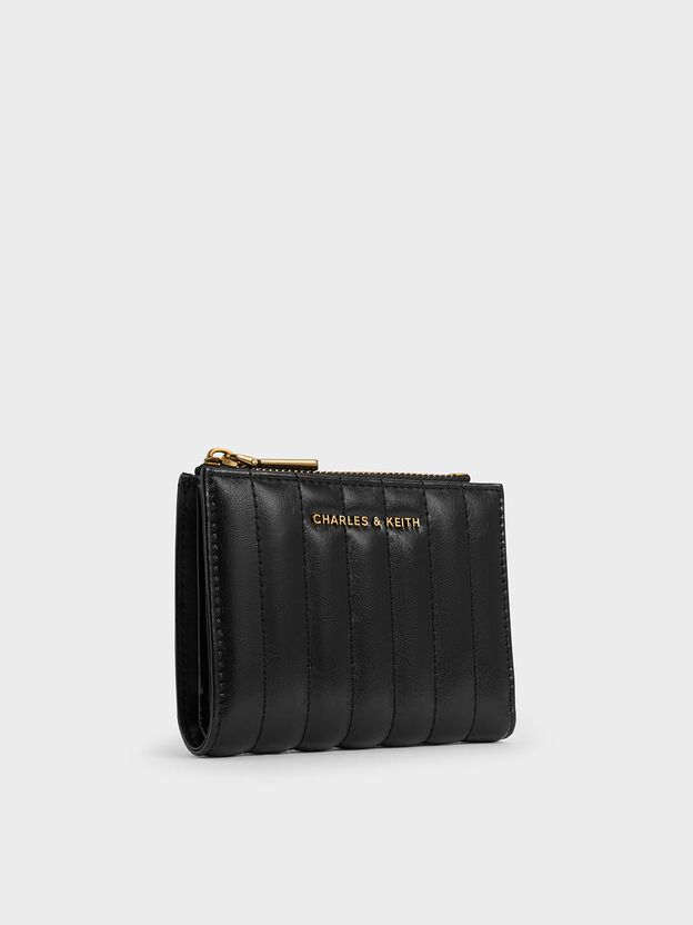 Donna Panelled Top-Zip Wallet, Black, hi-res
