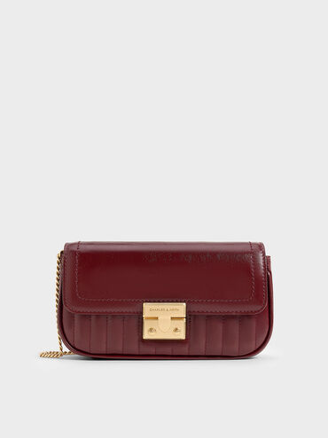 Mini Donna Crinkle-Effect Bag, Burgundy, hi-res
