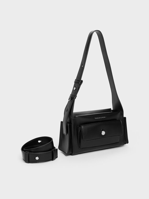Zevon Multi-Pocket Shoulder Bag, Noir, hi-res