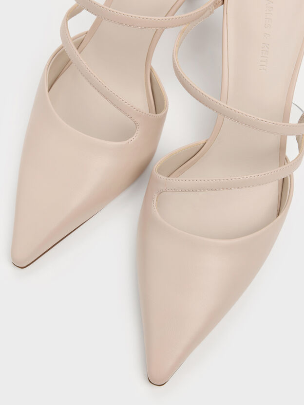 Arden Pointed Wavy Heeled Mules, Light Pink, hi-res