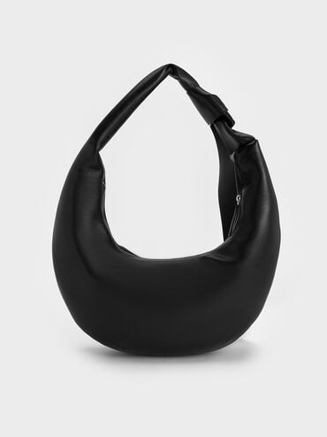 Toni Knotted Crescent Hobo Bag, Noir, hi-res