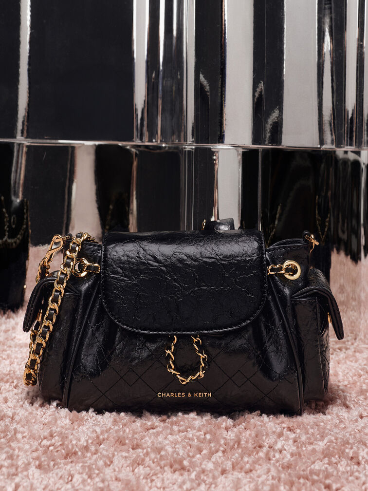 Duo Quilted Two-Way Front Flap Backpack, Black, hi-res