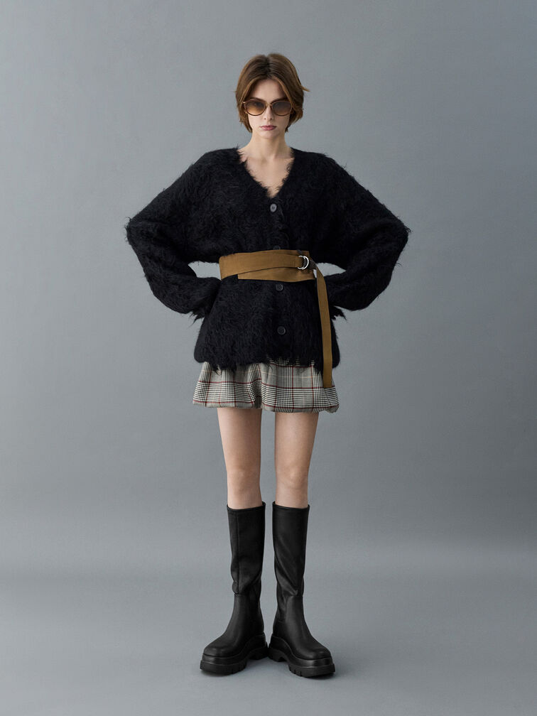 Leoi Chunky Knee-High Boots, Black, hi-res
