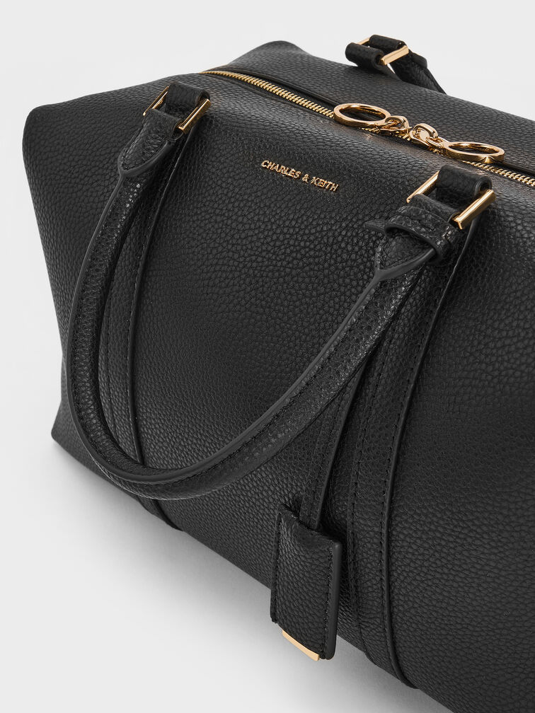 Chance Recycled Leather Bowling Bag, Black, hi-res