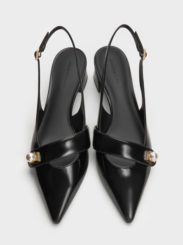 Marie Pearl Slingback Pumps, Black Box, hi-res