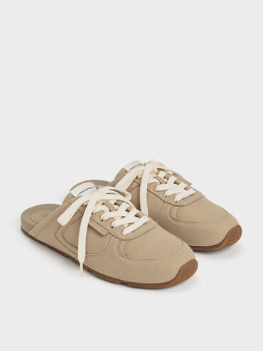 Lace-Up Slip-On Sneakers, Taupe, hi-res