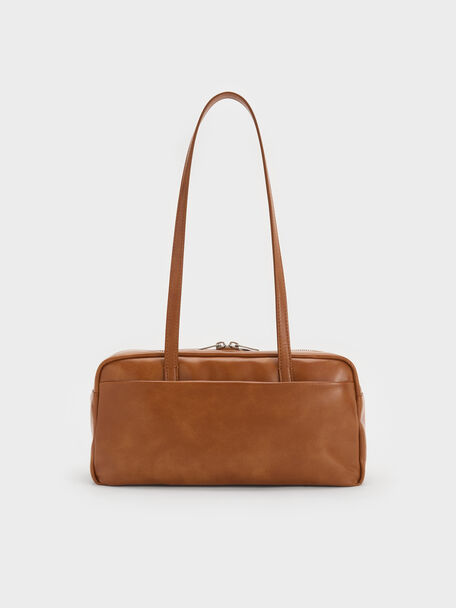 Atwood Chain Elongated Shoulder Bag, Distressed Tan, hi-res