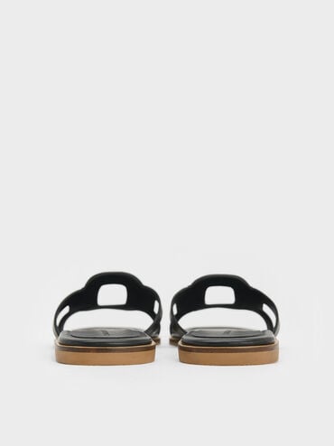 Easley Cut-Out Slide Sandals, Black, hi-res