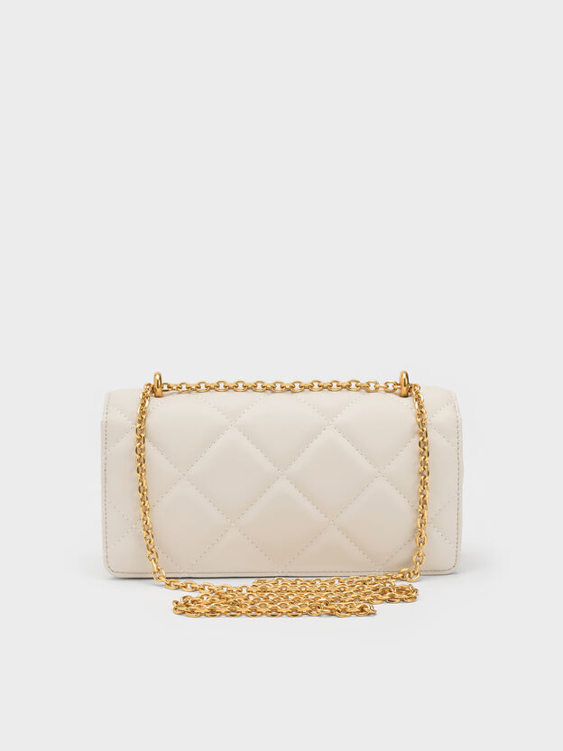 Paffuto Quilted Wallet On Chain, Cream, hi-res