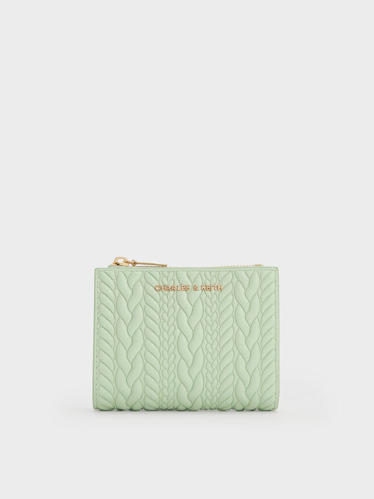 Apolline Textured Top-Zip Wallet, Mint Green, hi-res