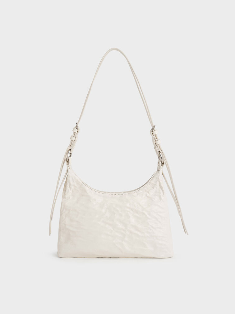 Lark Crinkle-Effect Hobo Bag, Cream, hi-res