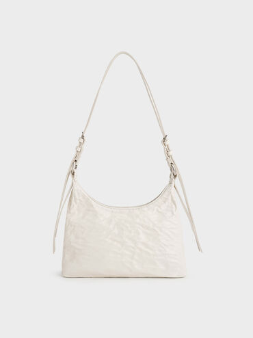 Lark Crinkle-Effect Hobo Bag, Cream, hi-res