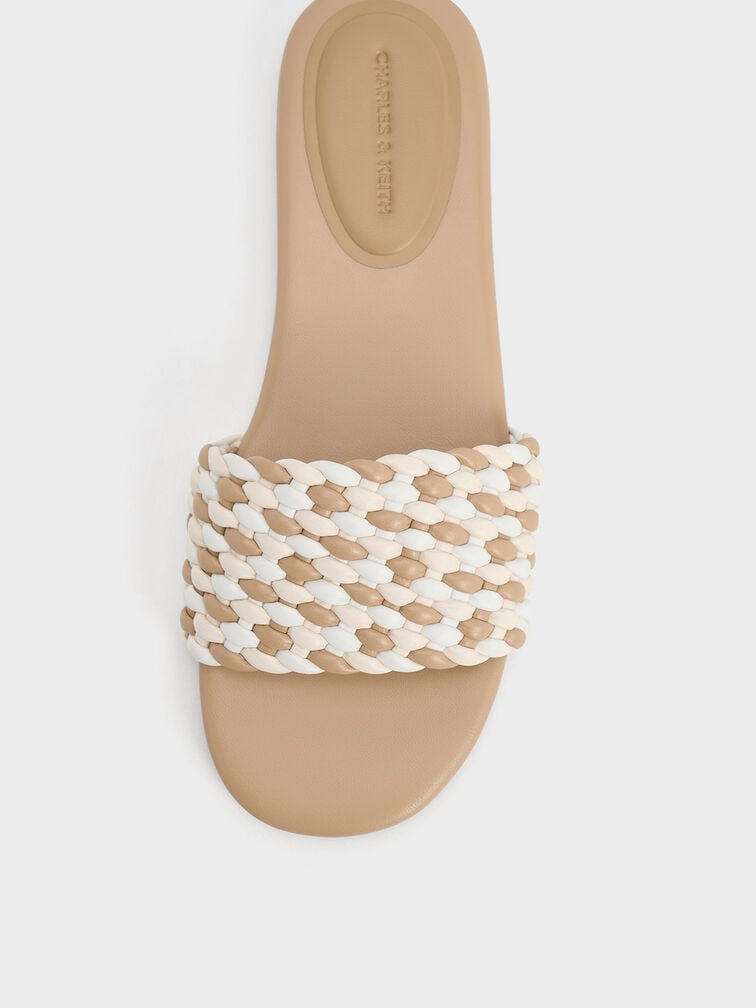 Woven Open-Toe Slides, Multi, hi-res
