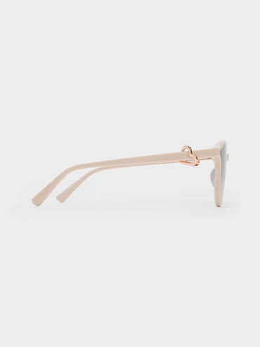 Ciara Heart-Motif Sunglasses, Oat, hi-res