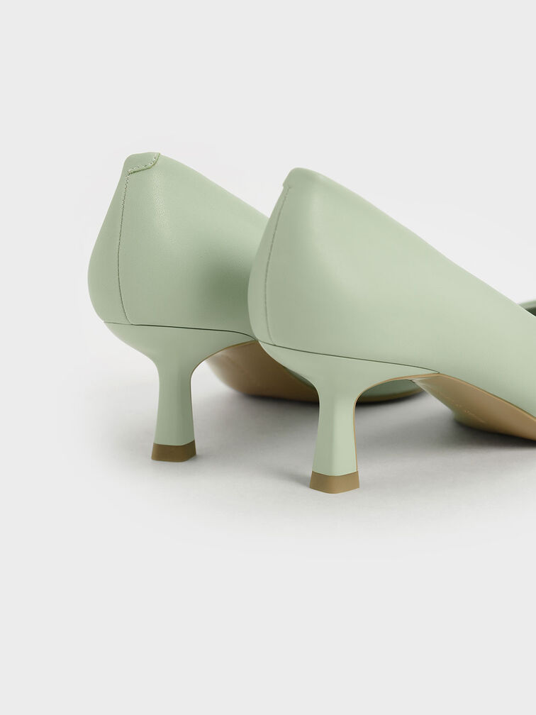 Pointed Kitten Heel Pumps, Sage Green, hi-res