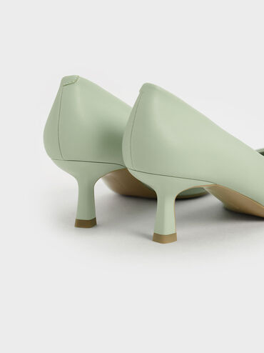 Pointed Kitten Heel Pumps, Sage Green, hi-res