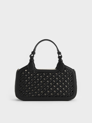 Azure Woven Tote Bag, Black, hi-res