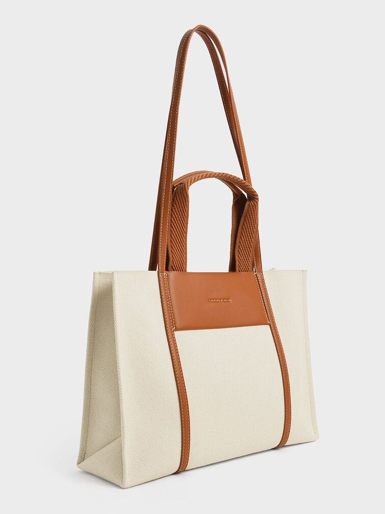 Shalia Canvas Tote Bag, Cognac, hi-res