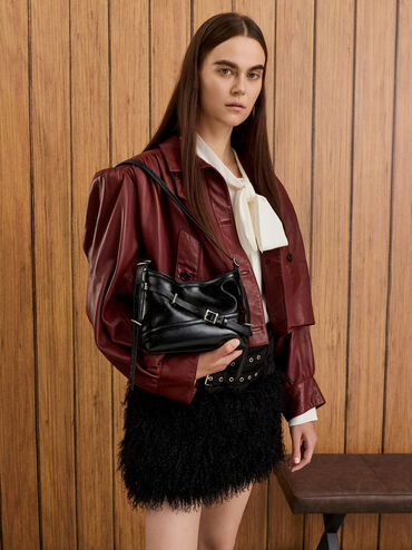 Bryna Buckled-Strap Crossbody Bag, Noir, hi-res