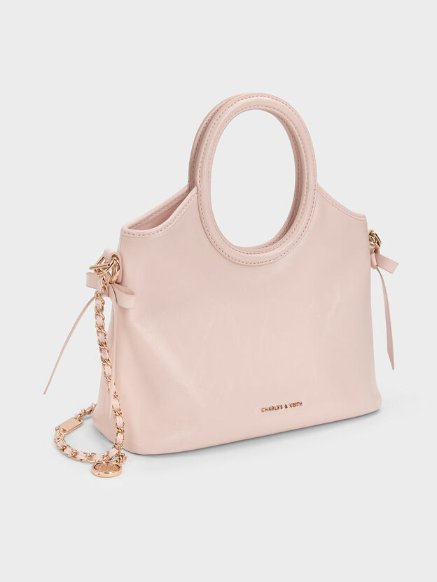 Mini Dalia Bow Oval-Handle Tote Bag, Soft Pink, hi-res