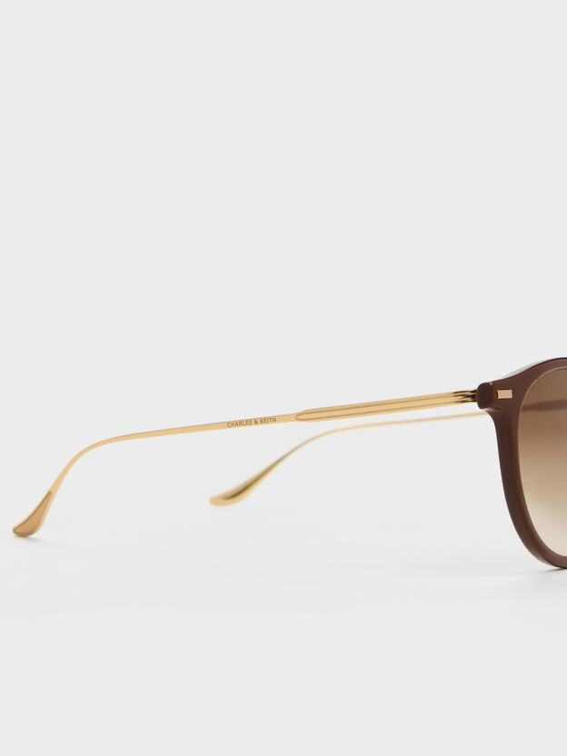 Minnow Metal-Rim Round Sunglasses, Pecan Brown, hi-res