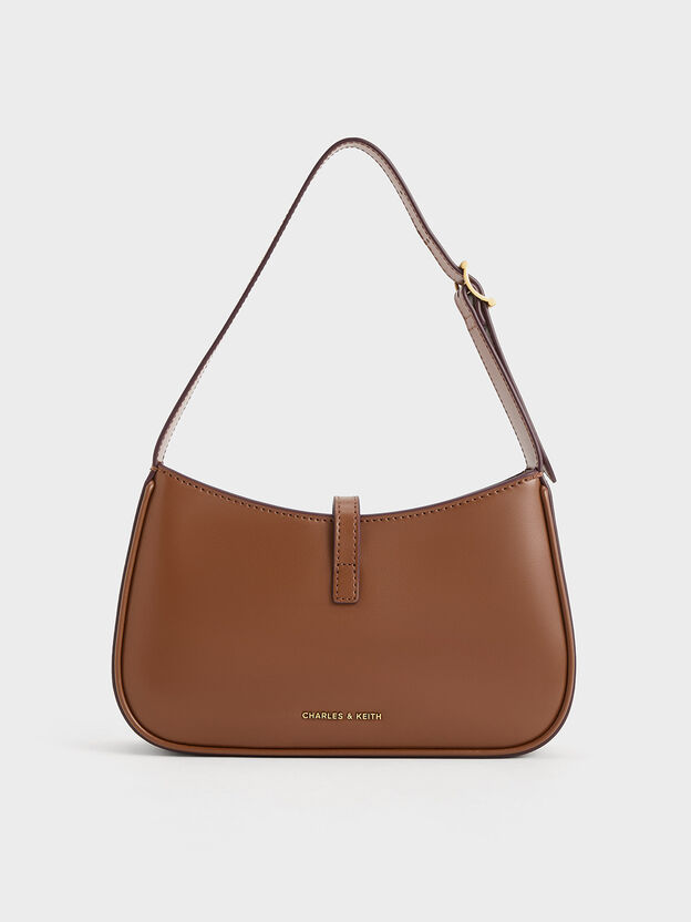 Cesia Metallic-Accent Shoulder Bag, Chocolate, hi-res