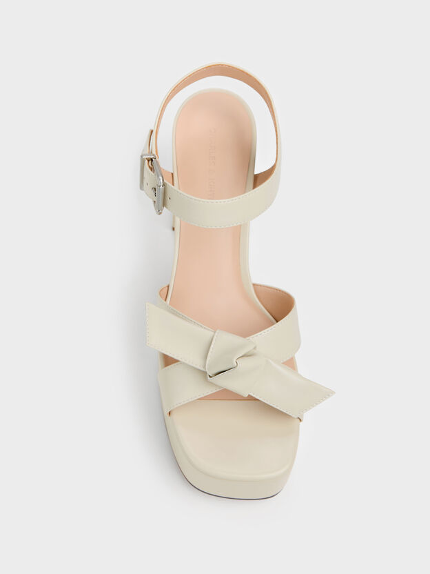 Anika Knot-Bow Platform Sandals, Chalk, hi-res