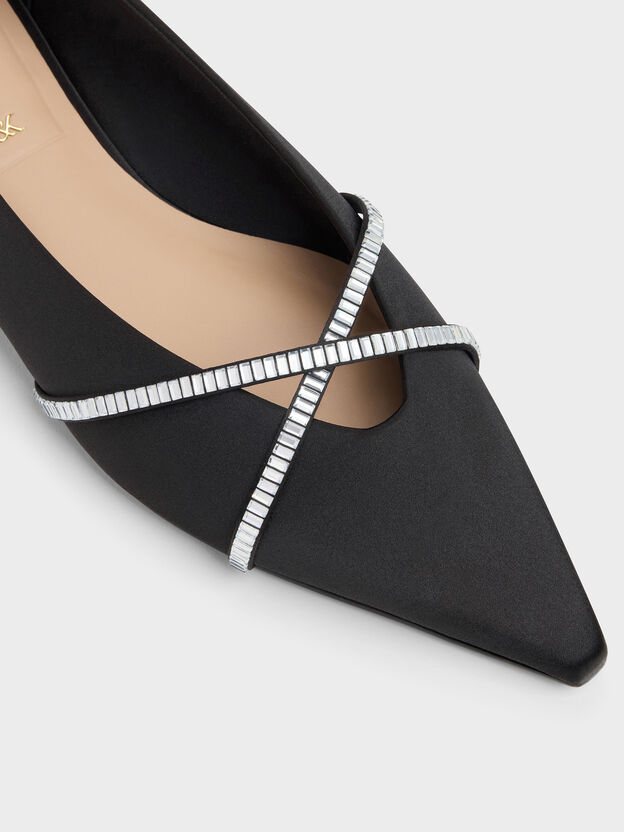 Gem Crossover Ballet Flats, Black Textured, hi-res
