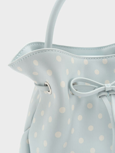 Hazel Polka-Dot Bow Bucket Bag, Sea Salt Blue, hi-res