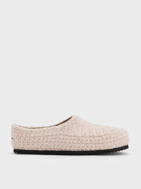Crochet Flat Mules, Chalk, hi-res