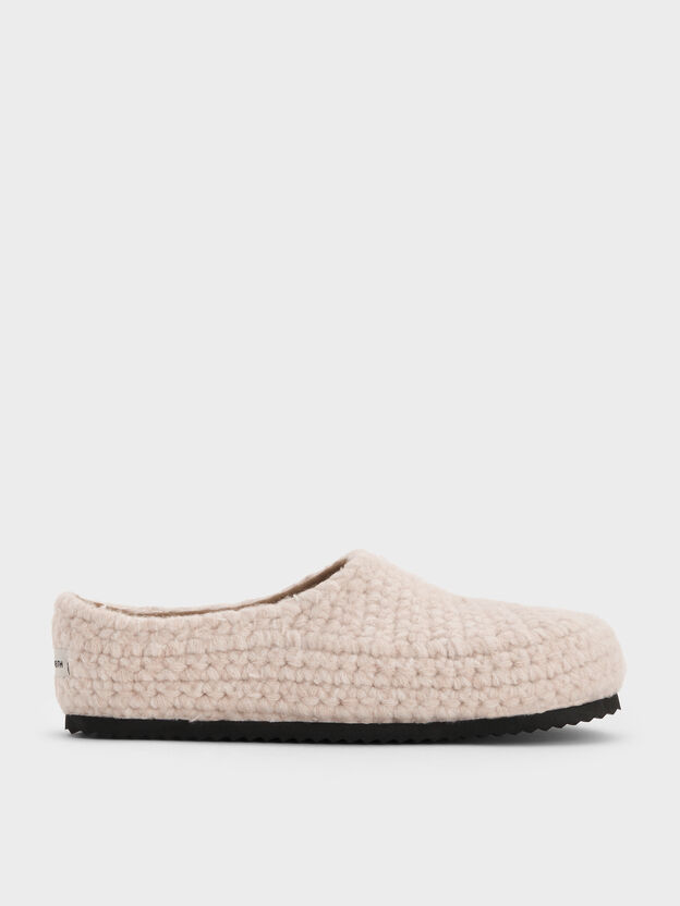 Crochet Flat Mules, Chalk, hi-res