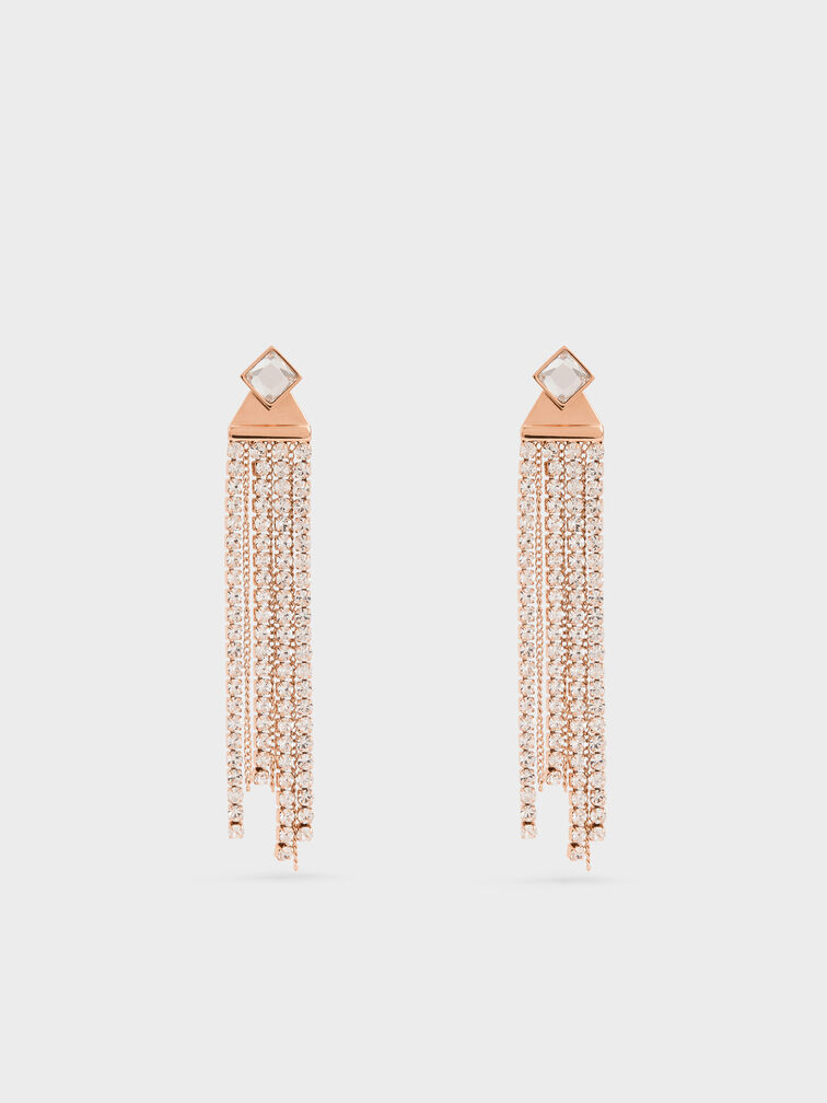 Quincy Crystal Drop Earrings, Rose Gold, hi-res