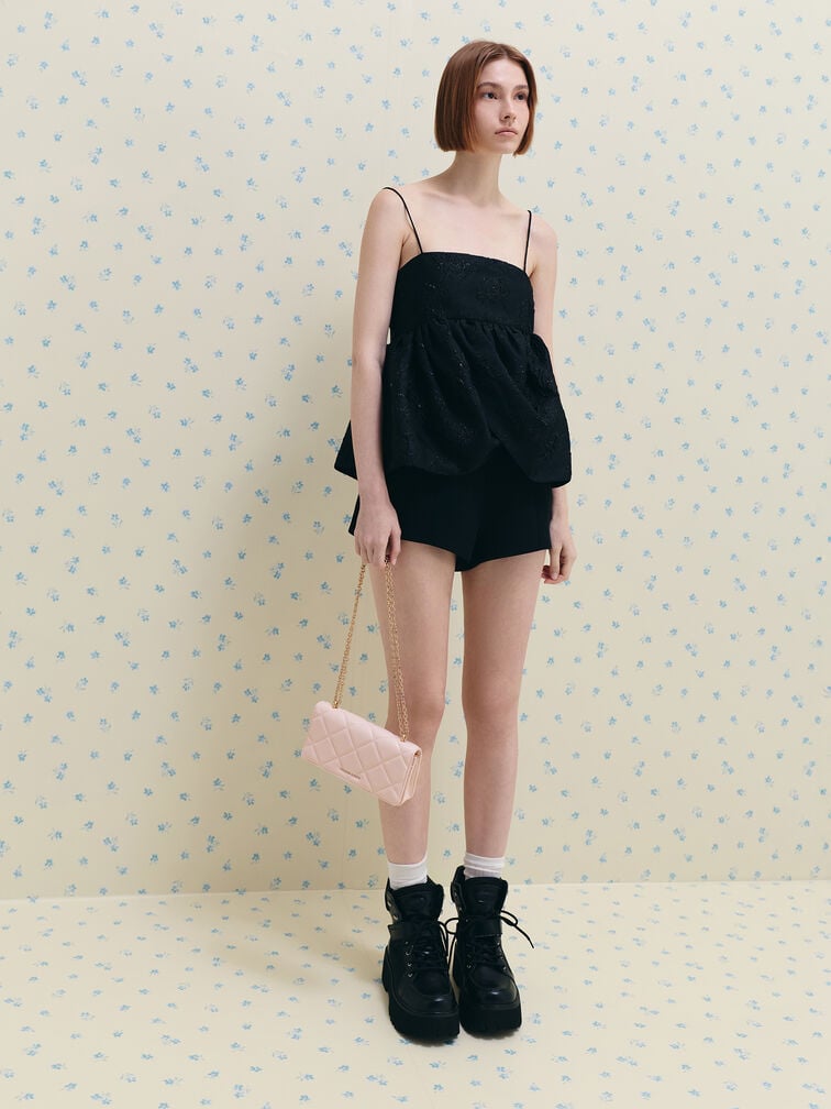 Paffuto Quilted Wallet On Chain, Soft Pink, hi-res