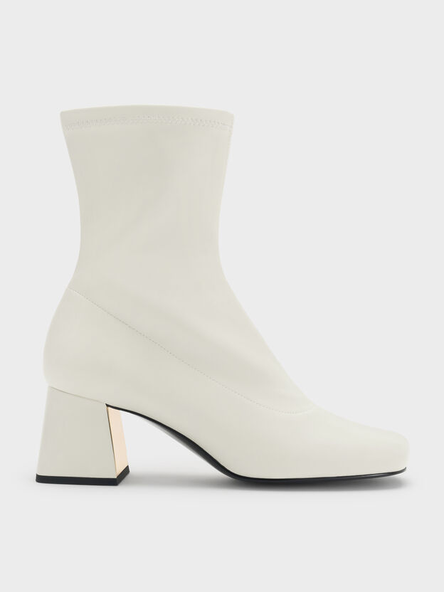 Jully Metallic Trapeze Heel Ankle Boots, Chalk, hi-res