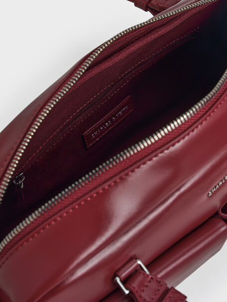 Rachel Multi-Pocket Shoulder Bag, Burgundy, hi-res