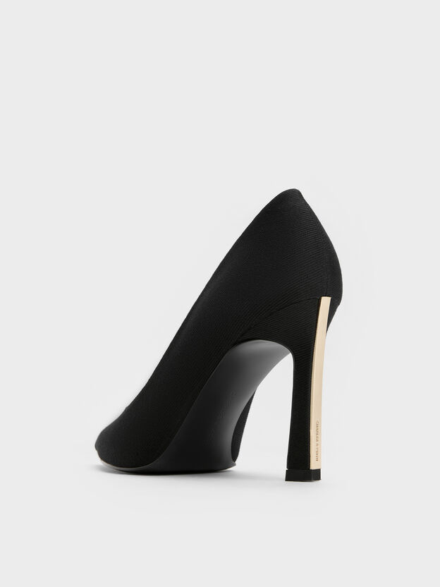 Kerra Twill Pointed High Heels, Black Textured, hi-res