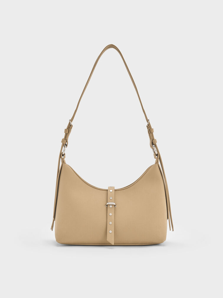 Lark Twill Grommet Belted Shoulder Bag, Toasted Sand, hi-res