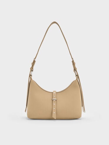 Lark Twill Grommet Belted Shoulder Bag, Toasted Sand, hi-res