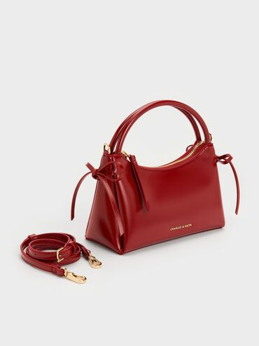 Hazel Bow Horse-Motif Top Handle Bag, Tomato Red, hi-res
