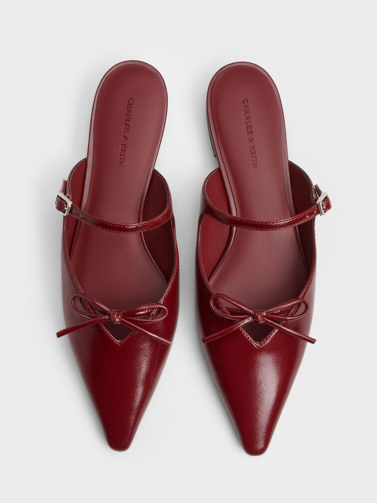 Bow Mary Jane Mules, Burgundy, hi-res