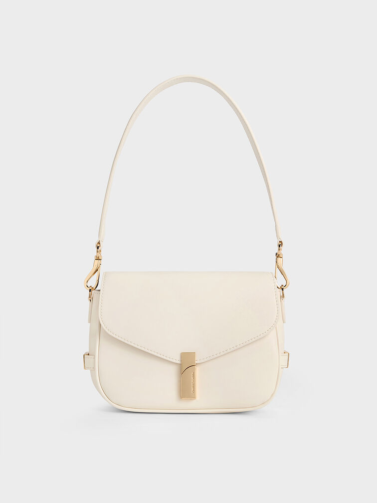 Aurelia Metallic-Accent Saddle Bag, Cream, hi-res