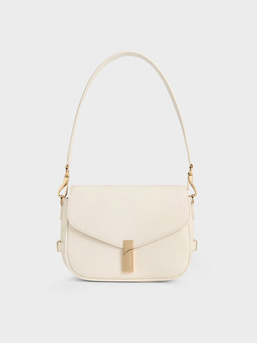 Aurelia Metallic-Accent Saddle Bag, Cream, hi-res