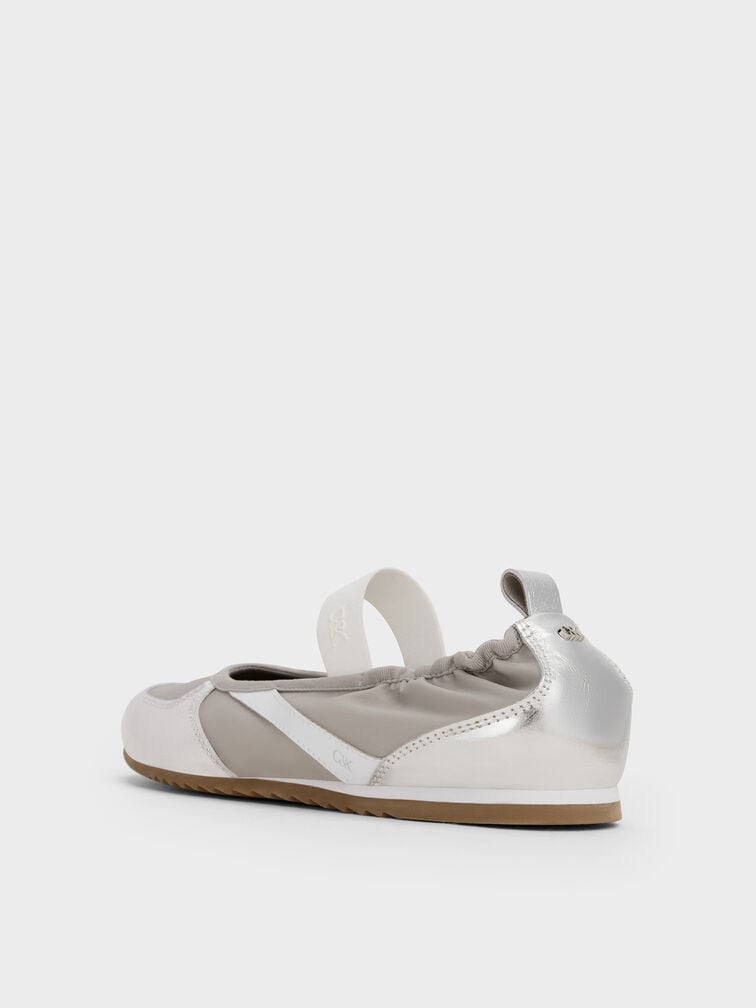 Jace Metallic Leather Mary Jane Sneakers, Silver, hi-res