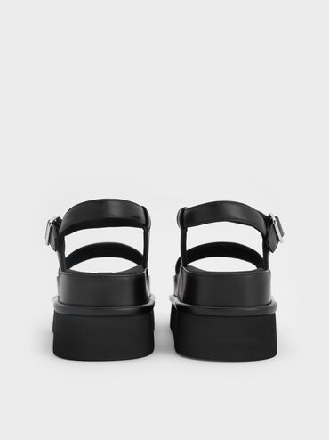 Flatform Sandals, Black, hi-res