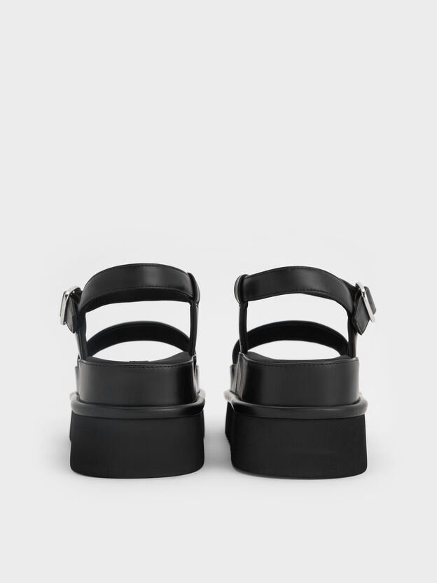 Flatform Sandals, Black, hi-res