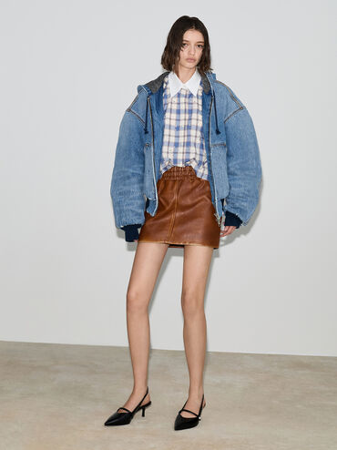 Helena Pearl-Buckle Slingback Kitten Heels, Black Box, hi-res