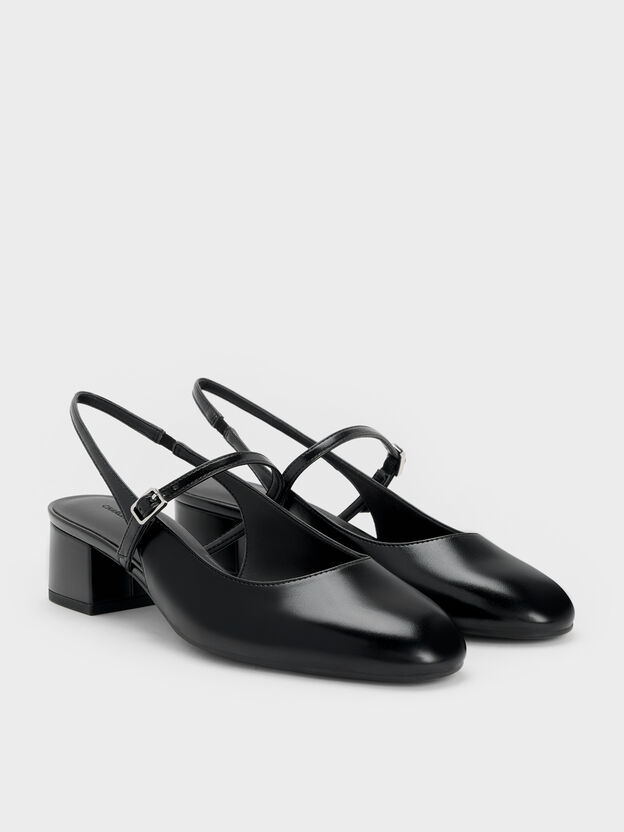 Slingback Mary Jane Pumps, Black, hi-res