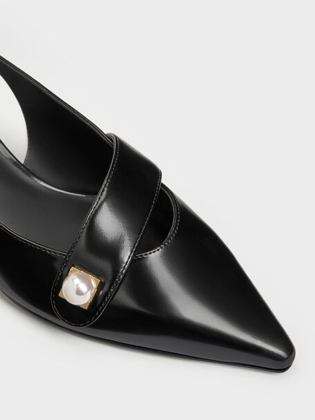 Marie Pearl Slingback Pumps, Black Box, hi-res